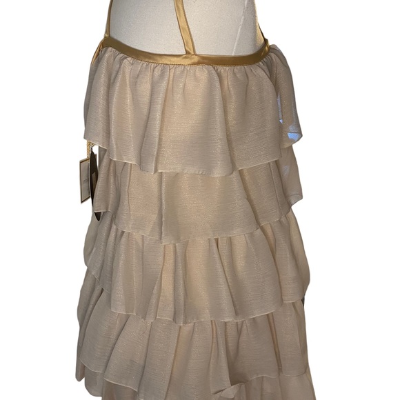 Nwt Erin Fetherston for Target Gold Tiered Ruffle Dress Juniors 9 - Picture 2 of 9